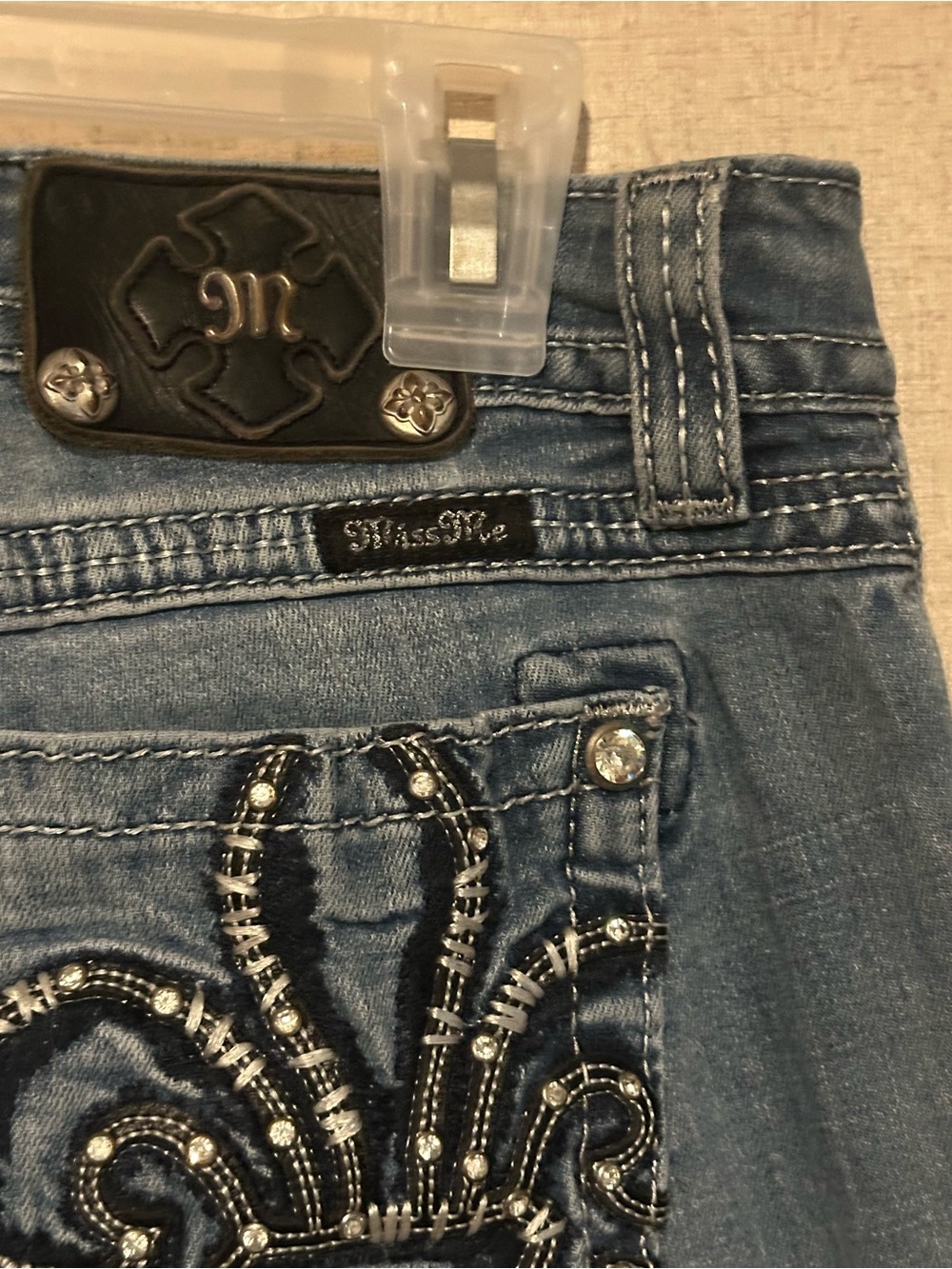 Miss Me Size 28 Rhinestone Embellished Signature Skinny Jeans Bling Studded - Picture 5 of 6